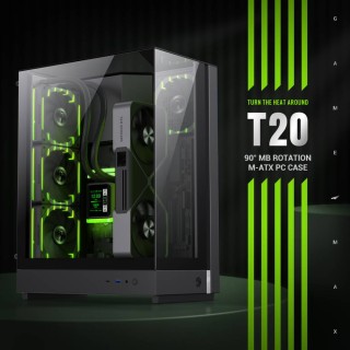 GAMEMAX T20 90 Degree Motherboard Rotation M-ATX PC Case
