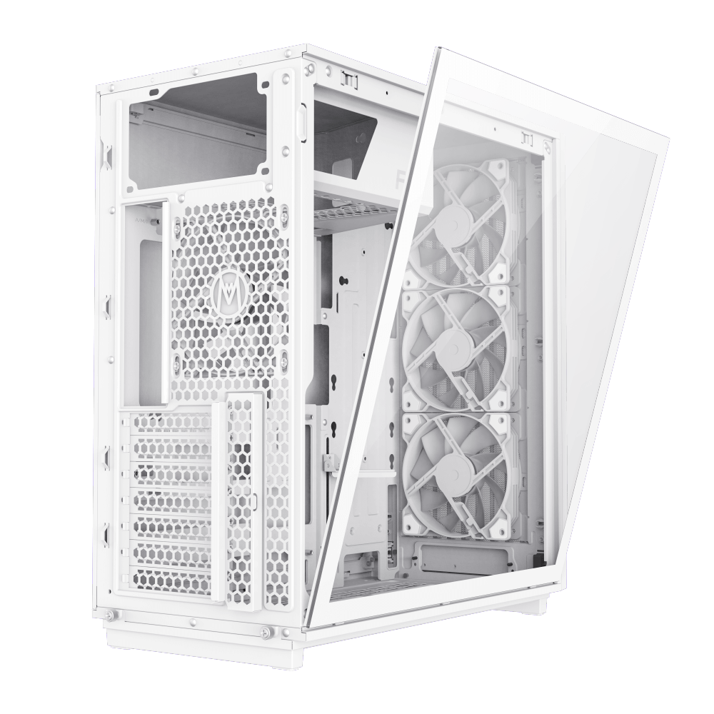GAMEMAX F45 ATX Mid Tower Schwarz PC Gehäuse, Front mit Holzdekor, 4X ARGB PWM Lüfter mit Aura Sync, BTF Mainboard kompatibel, Seitenpanel aus Glas, PC Case für Gaming
