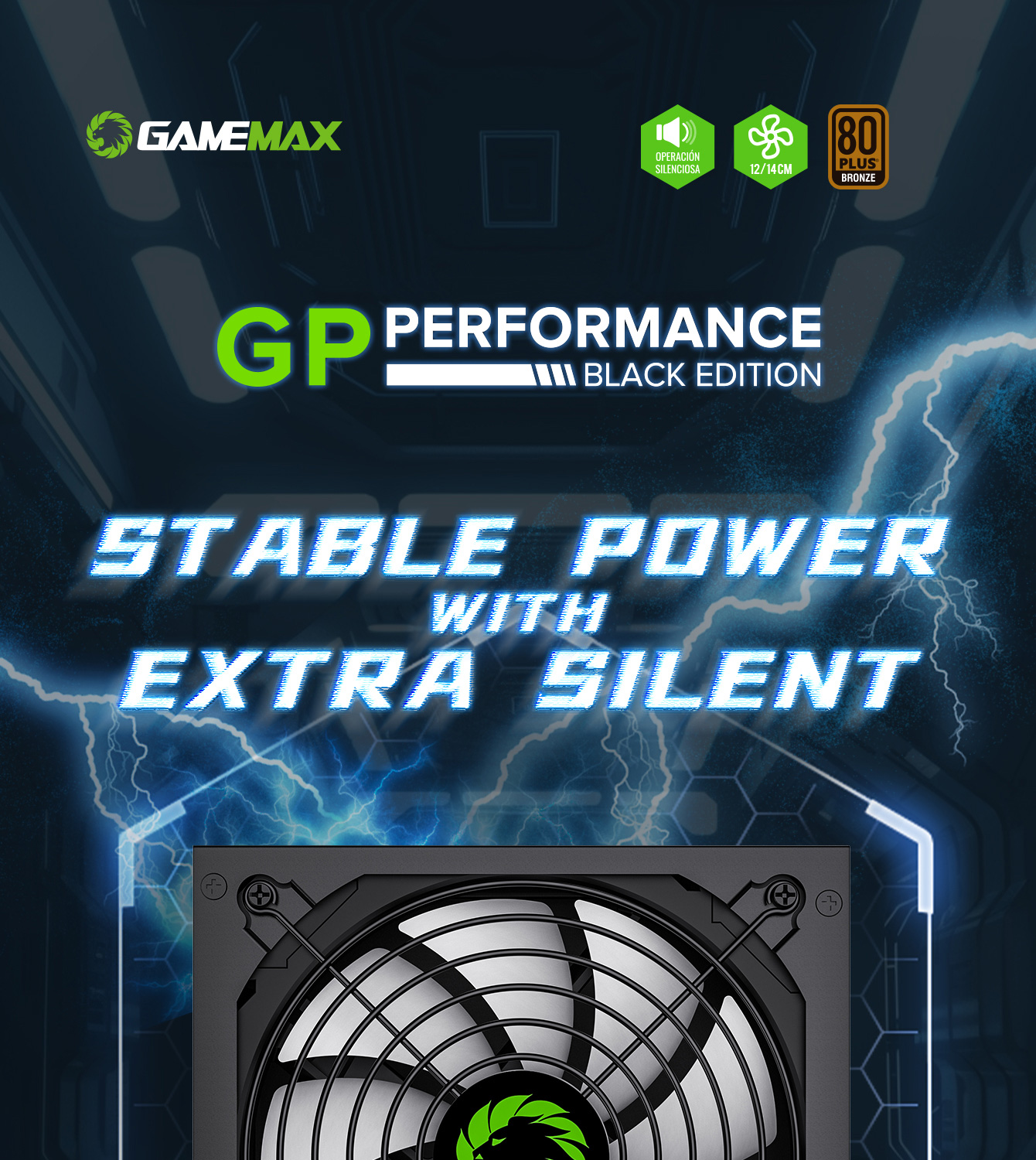 GameMax GP-550 Power Supply 14CM Fan 80 Plus Bronze PSUs