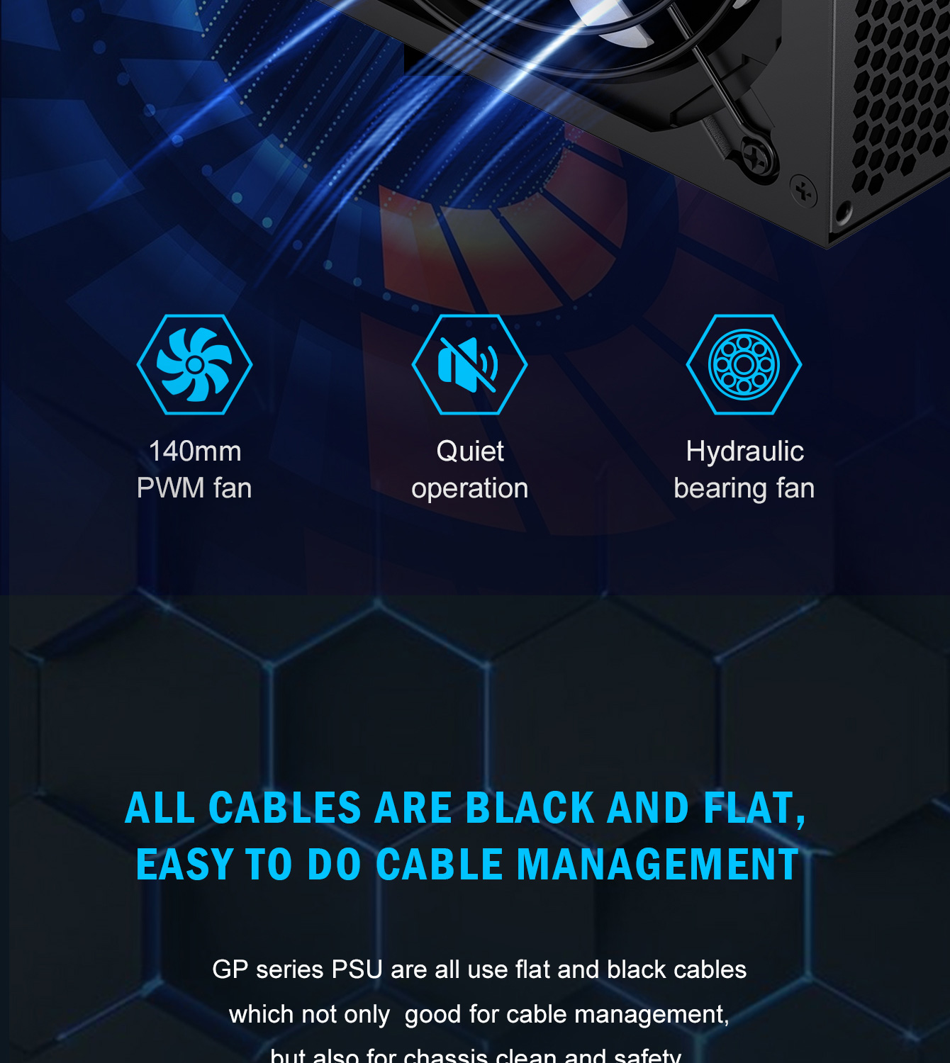 GameMax GP-550 Power Supply 14CM Fan 80 Plus Bronze PSUs