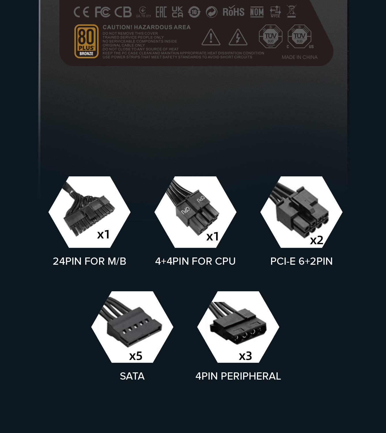 GameMax GP-550 Power Supply 14CM Fan 80 Plus Bronze PSUs